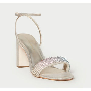 NEW Loeffler Randall Shay Rainbow Rhinestone Block Heel Ankle Strap Size 9